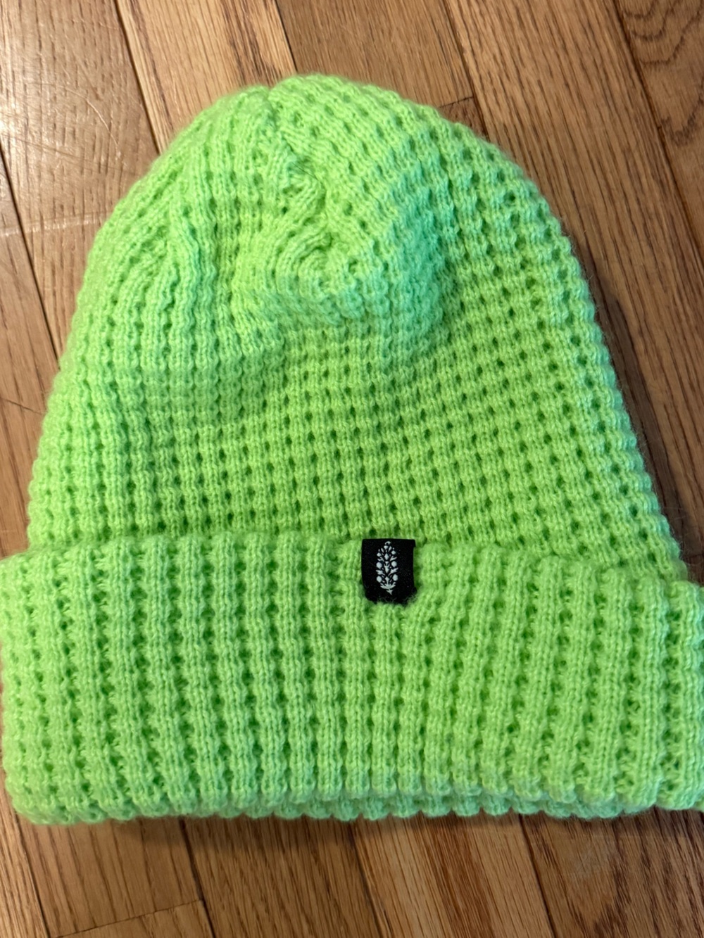 Free People Neon Lime Waffle Knit Beanie